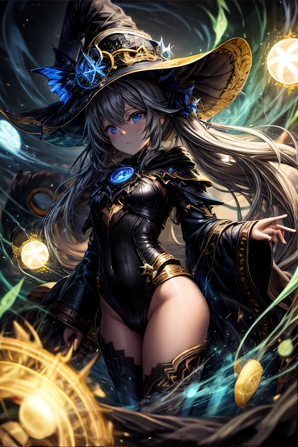 ((((masterpiece, highest quality, Very detailed, very_expensive_solve, big_file size, Full Color)))), ((((Modern stressful society)))), abstract illustration, CG, Dark worldview, Fantasy World, Big black vortex, Light魔法, Wizard, (Light), Magical Vortex, ((Golden Magic)), Lightと闇のコントラスト