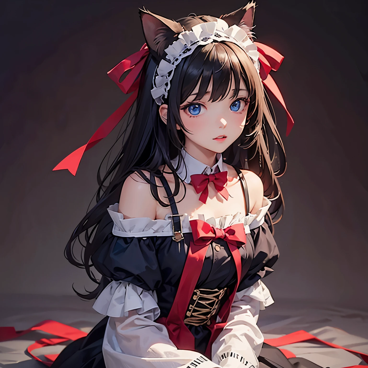 Cat with ribbon、Light blue eyes