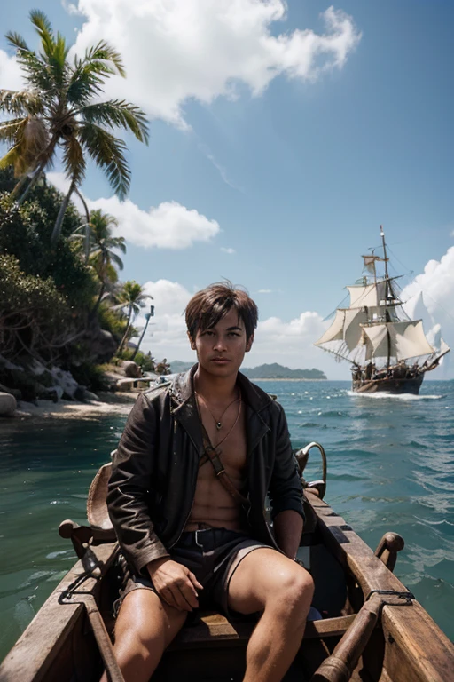 A young explorer named Allen,He prepared a small boat and a brave crew,Embark on an adventure to find Treasure Island。they are sailing,Crossing the endless sea,Facing challenges and dangers again and again。but,Allen's determination and belief kept them going,Until they finally found a seemingly deserted island,That is the legendary Treasure Island。