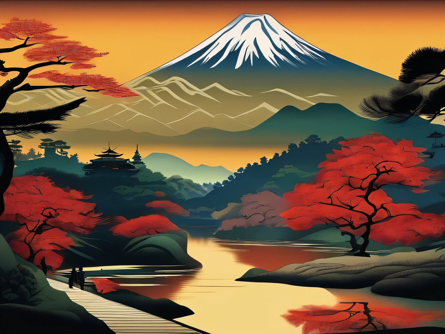 Landscape of the Edo period in Japan、Fuji Mountain、Ukiyo-e