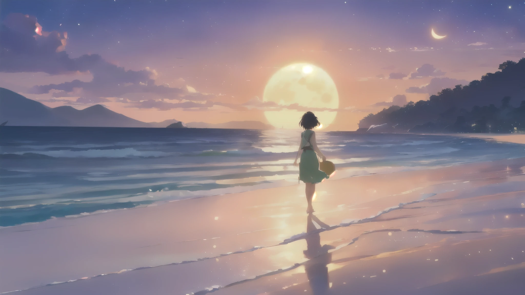 Anime girl walking with a surfboard on the beach at sunset, anime art wallpaper 8k, makoto shinkai cyril rolando, 4k Anime Wallpaper, anime art wallpaper 4k, anime art wallpaper 4k, Anime Wallpaper 4k, Anime Wallpaper 4 k, 4K Manga Wallpapers, Anime Wallpaper, ( ( makoto shinkai ) ), Beautiful peaceful scene in anime