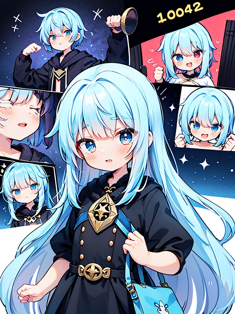anime style,ultra hyper cute tiny boy,loose long hair,light blue hair,light blue fighting witch outfit,13 years old,frill,
Ally of justice, superhero, heroine,pretty soldier