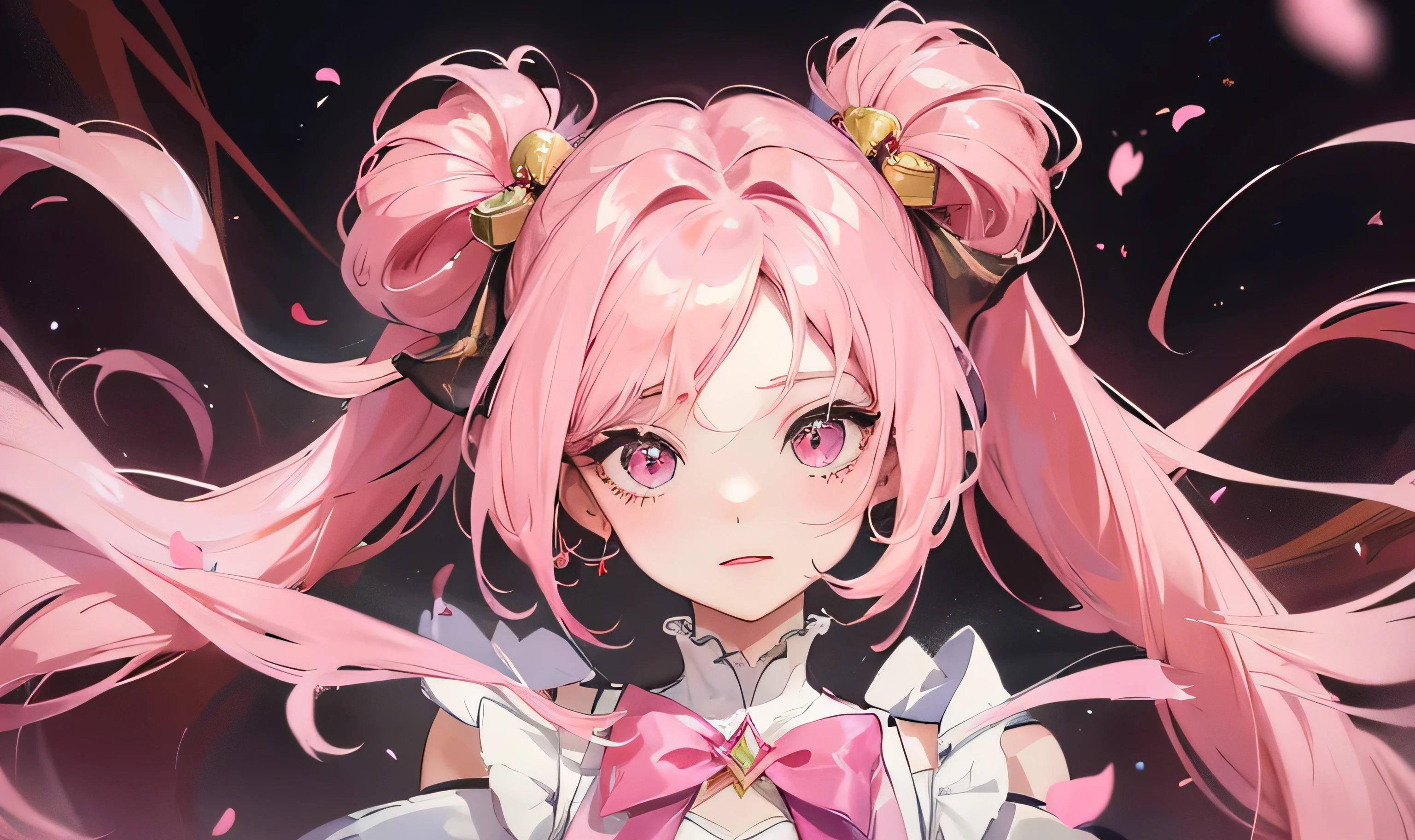 masterpiece, Best image quality, a close up of a woman with long pink hair and a dress, cute anime waifu in a nice dress, pink twintail hair and pink eyes, splash art anime loli, portrait of magical girl, in dress, beautiful anime girl, pretty anime girl, anime visual of a cute girl, cute anime girl, anime girl, (anime girl), Super clear pictures, white background, medium long shot, whole body perspective