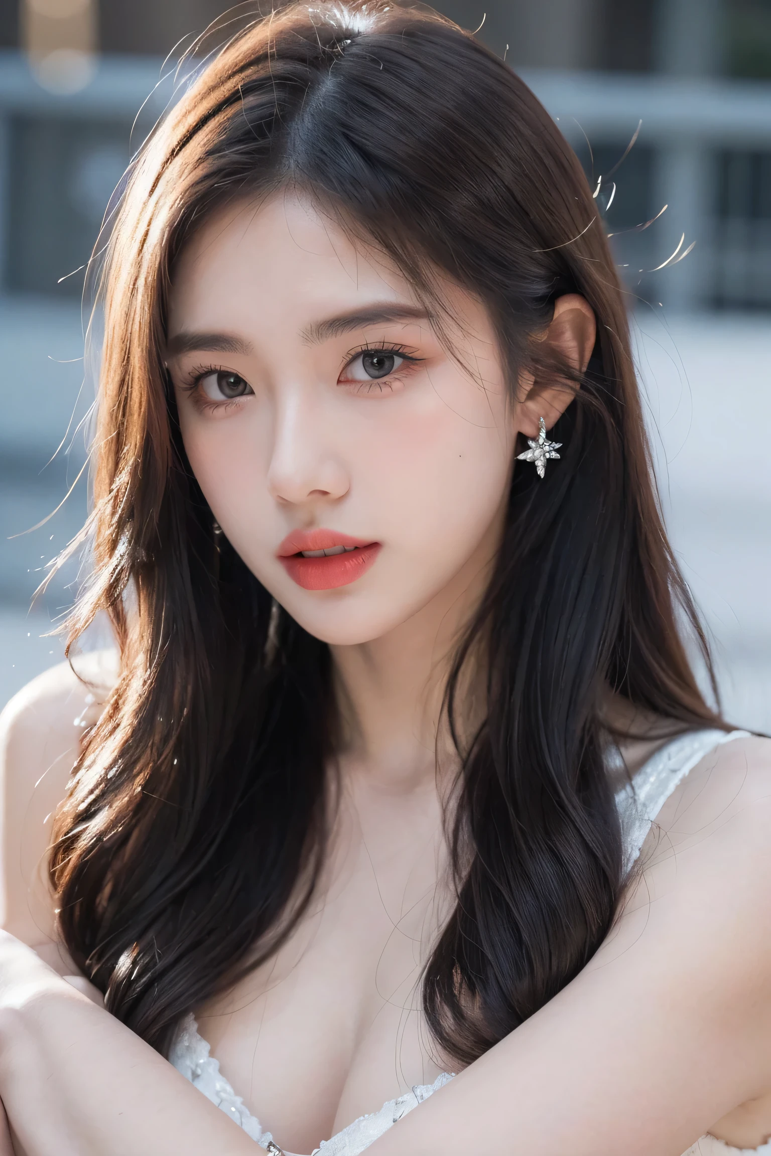 Top CG, Highest image quality, masterpiece, Gentle and beautiful girl, (185cm美女), (fit), Imperial sister, Queen temperament, White skin, ((Long legs)), perfect facial features, Bright Eyes, Seductive pose, Red lips, Beautiful and cold (A major breakthrough)), Beautiful and heroic, Soft and long hair, sparkling, Lace, net, Visible through clear skin, wear glasses, Diamond Earrings, Pink skirt), 8K Image Quality, (Realistic Portraits), Characters fill the screen, (Facial lighting), ((eternity)