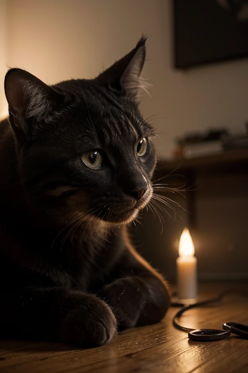una pintura de un gatito negro sobre un fondo negro,, impressive representation, within a radiant connection, inspirado Edgar Allam Poe Y. hasta,, elementos magicos, icono de gatito, Guau, he&#39;s hermoso, lanzando un hechizo gris, bright destello, destello