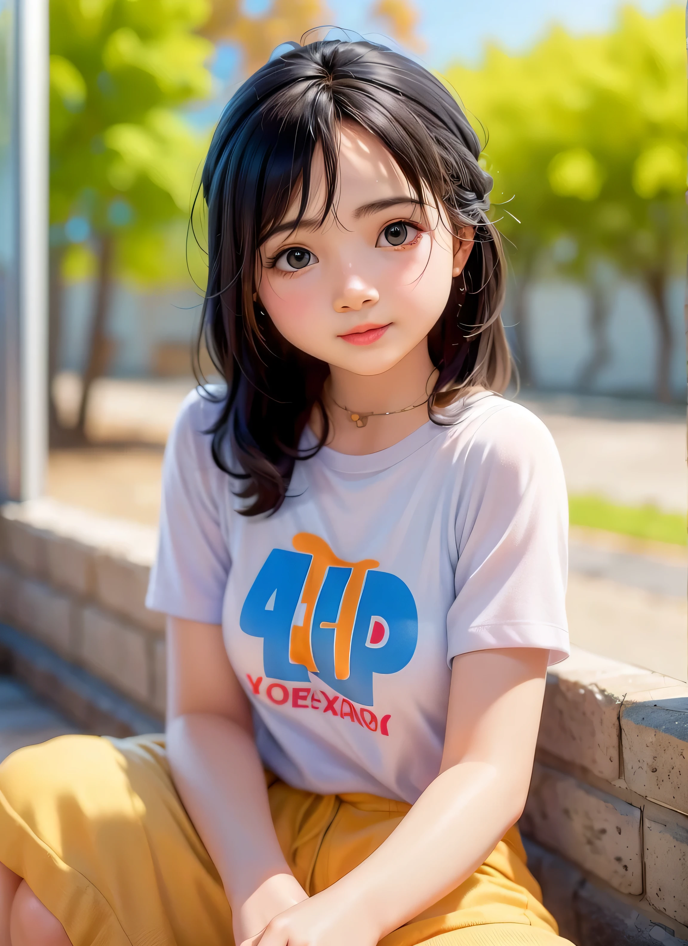 super cute girl IP by popmart,natural light,Adorable,Youthful,Animated, pixar style,Medium length hair