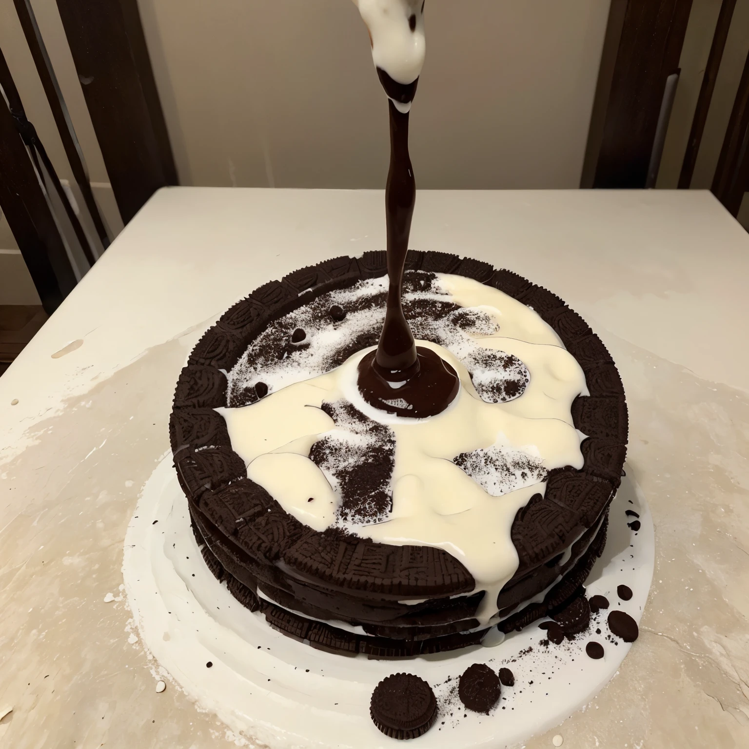 (masterpiece, best quality:1.4),oreo with splashing of milk