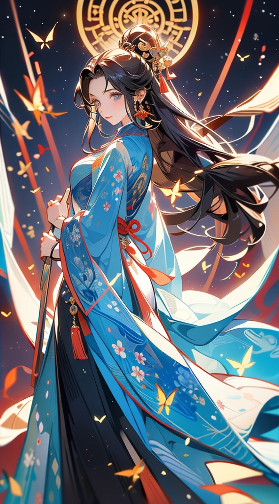 official art，Unity 8k wallpaper，Super detailed，Beauty and aesthetics，masterpiece，最好of品质，(masterpiece，最好of品質，Super Detail，A painting)，照亮of，Fine details，(Illustration poster)。1 girl，娇嫩of皮肤，(Full body love:1.2)，腰drum，drum，big eyes，Fly in the air，Dynamic poses，tape，open one&#39;s eyes，美丽of灯光，The body is meticulous，The details are complicated，details，of，The light is very soft，细致of光彩之美，Deep shadows，自然柔和of灯光，Dunhuang culture，Performance Music，飞翔of天空，飘动of丝绸，斑驳of背景