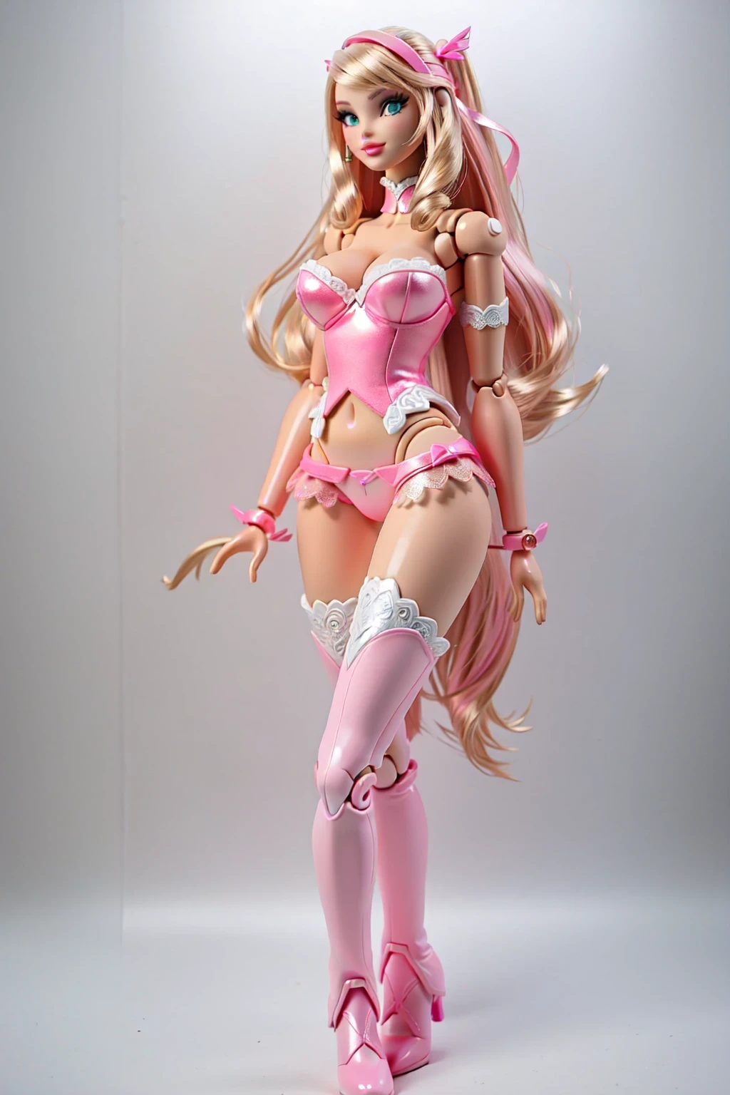 Barbie doll plastic high bright with doll joints, boots like feets, kneel joints
