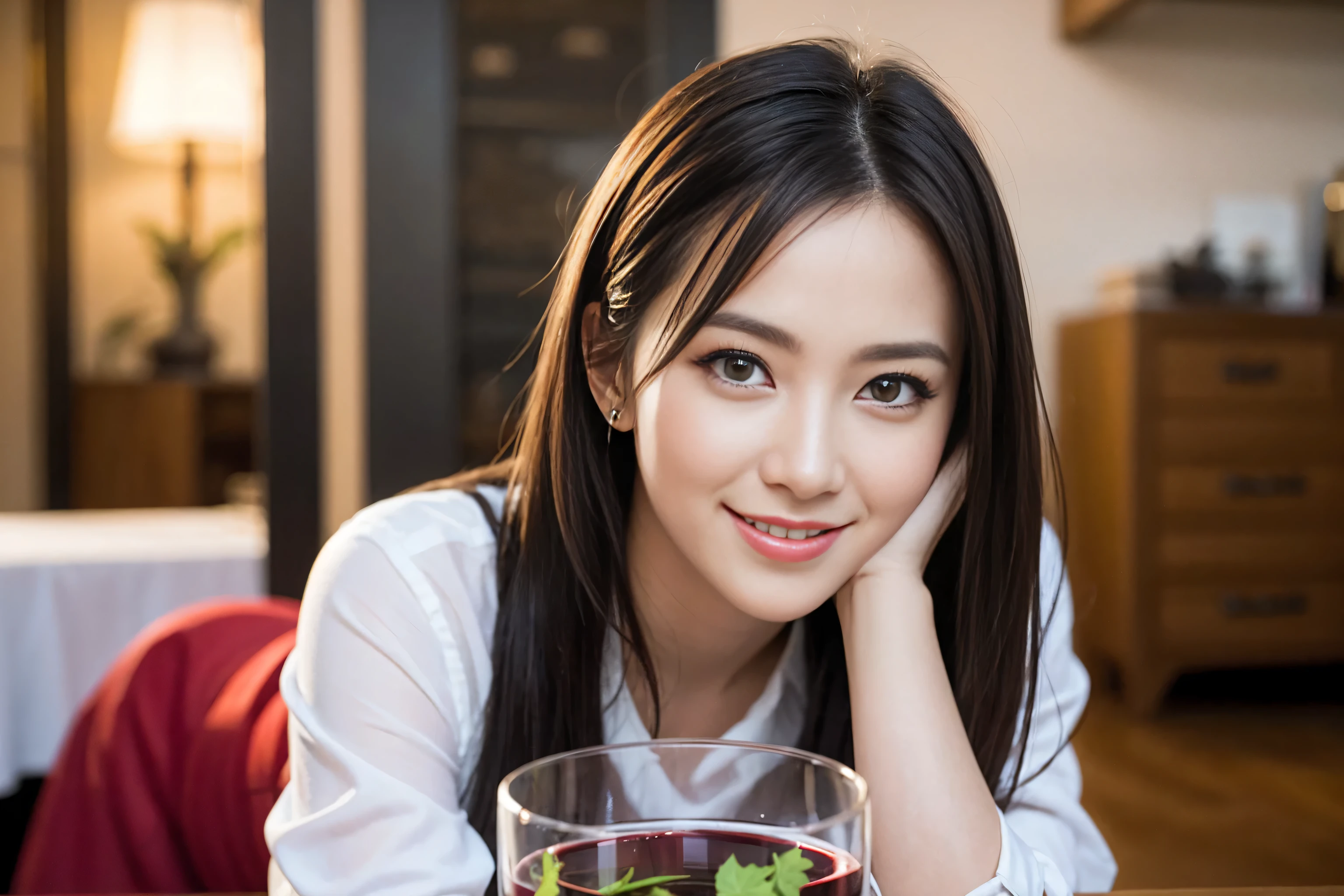 ((highest quality、8k、masterpiece:1.3))、Sharp focus:1.2、Beautiful woman perfect body:1.4、Slim body、((Bob Hale、Straight hair:1.2))、(to be born, highest quality, masterpiece:1.5), (Realistic, Intricate details:1.2), Ultra-high resolution, Facial lighting、Spectacular view of the sunset sky and clouds、Amazing mountain views、A bright smile、wine glass、red wine 、Appetizer、Italian food、Wine bottle、Champagne、sparkling wine、, Beautiful Face, blue eyes, The light shines on your face, Blushing, short hair,Bright Face、Fox face、 (36 years old), 39 years old, Lady、Two beauties、Brown Hair、Shortcuts、Long sleeve shirt、dress、Pretty Woman 1, (slim face), (The body is slim), (Brown Hair), (Shortcuts), cheeks turn a little red,Attractive beauty、, Out of the window, A beautiful and detailed night view unfolds.........., restaurant, In a prominent place (From the waist up) Nova Frog Style, actress, model, Upper Body, White wine, slim, wine glass, A wine glass placed in the middle, smile, (smile: 1.15), Beautiful fine grain, Depth f/2,saturation, High Contrast, Strong light and shadow,Moist Body:1.5、3D texture、Delicate eyes、Brown Hair、The hair is very shiny、