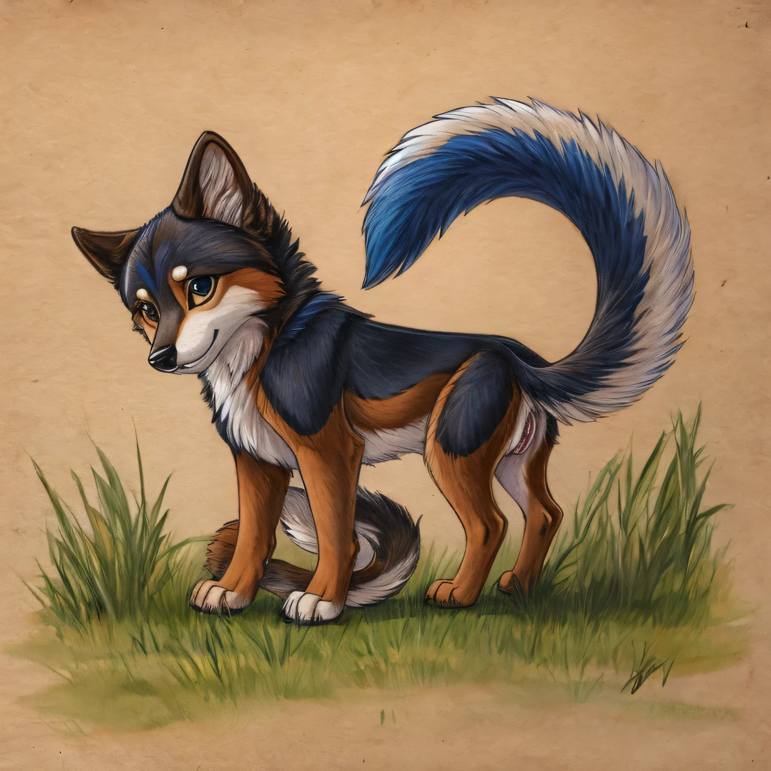 Female, canine, pussy, lifting tail, cub