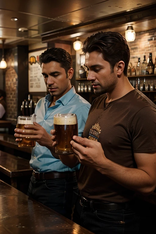 Two men order beer at a bar