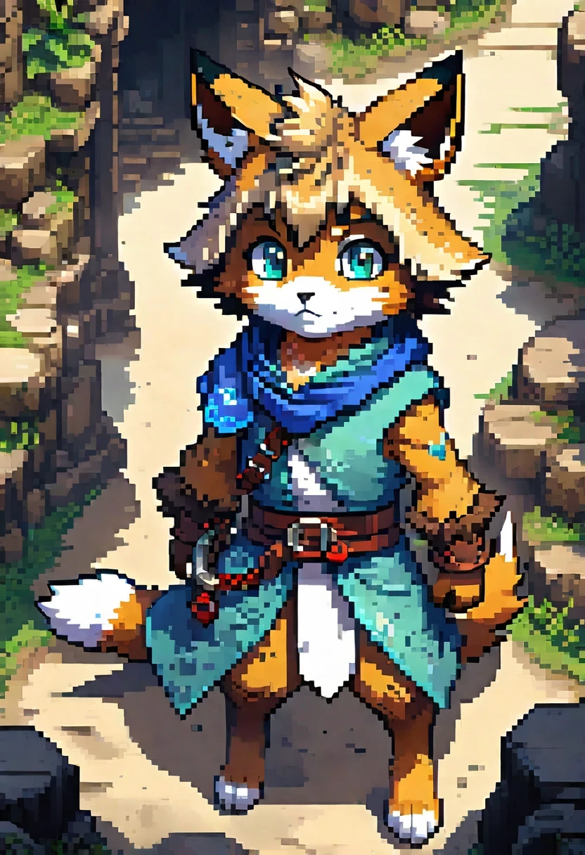 highres, absurdres(highly detailed beautiful face and eyes)perfect anatomy(kemono, furry anthro)(super handsome boy, solo, single)good lighting, cinematic shadow, detailed background, User Interface of Action game, dots game, pixel art, dungeon, Crisis, assorted poses, assorted expression, full body, sound effects, motion blur,