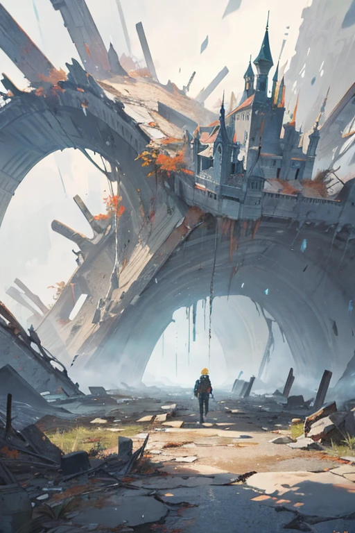 wilderness、Highlighting the effects of collapse and severe weathering、highest quality, extremely delicate and beautiful, Fantasy Landscape, Depth of written boundary, High resolution, Complex, delicate,