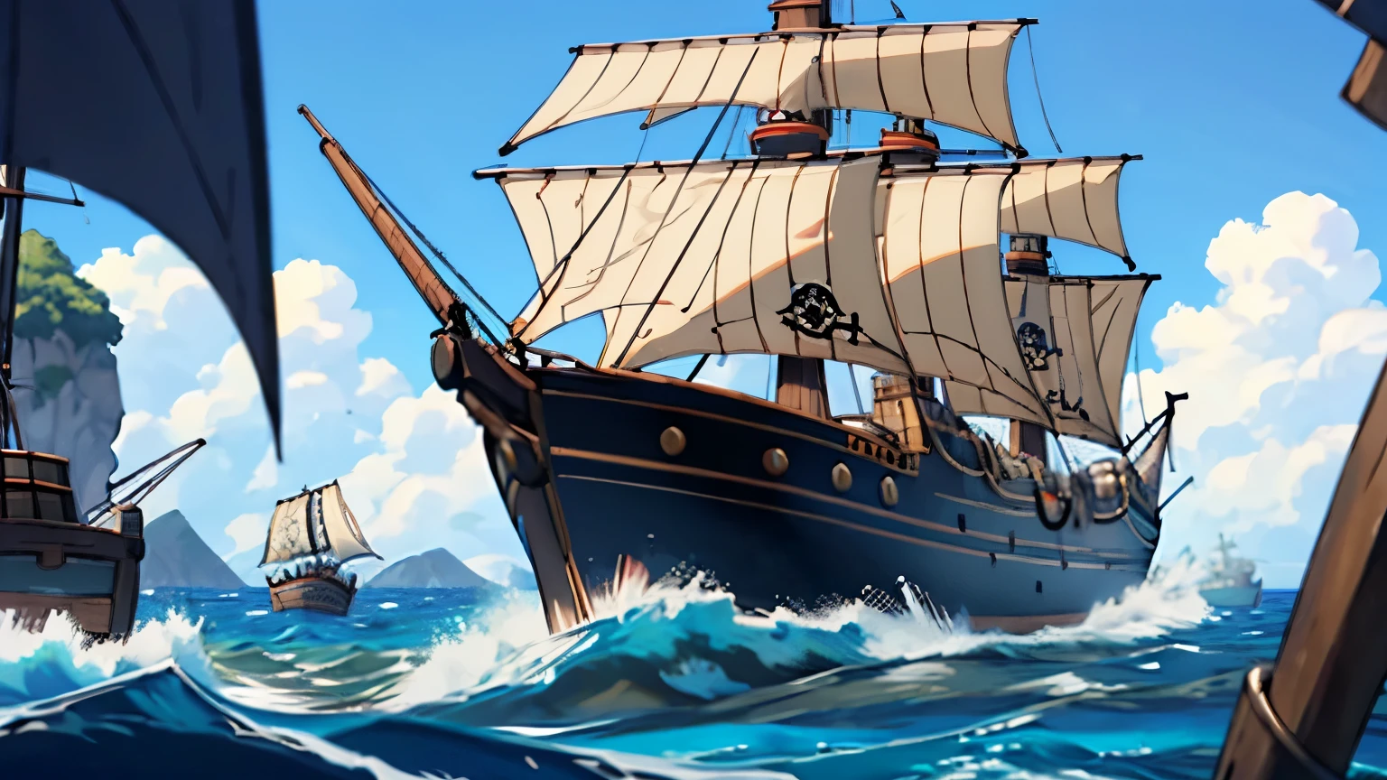 One Piece, Males, Badass, a crew of pirate fisherman fishing on their ship, a lot of pirate fisherman
