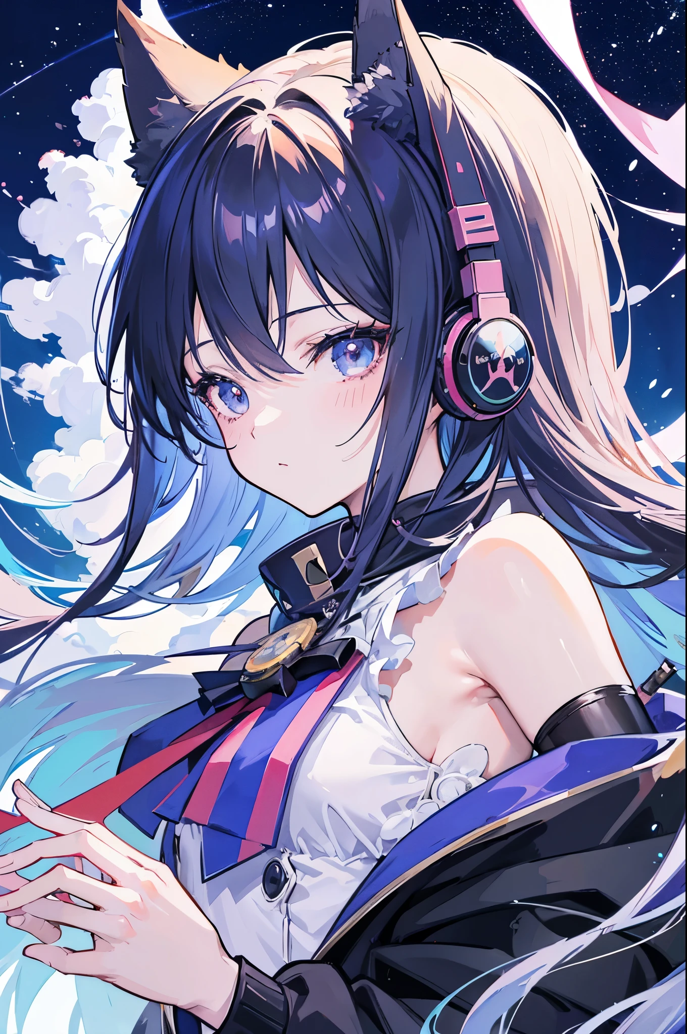 Highest quality、Highest quality、Masterpiece、girl((20-year-old、as soon as、Highest Bust、Medium Bust、Wide open chest、Red glowing eyes、Light Blue Hair、Disheveled Hair、Loincloth、thin、The best valley、Open chest、Full body view、NSFW((Upper body naked、Lower body naked))、headphone、Embarrassed face、Lying down、Completely naked))、high quality、Beautiful Art、background((Ocean、Wave、beach、Palm tree))、flight、Flying Debris、Depth of text、movie、Visual Arts、Perfect Art、8K、Genuine、Special Angles