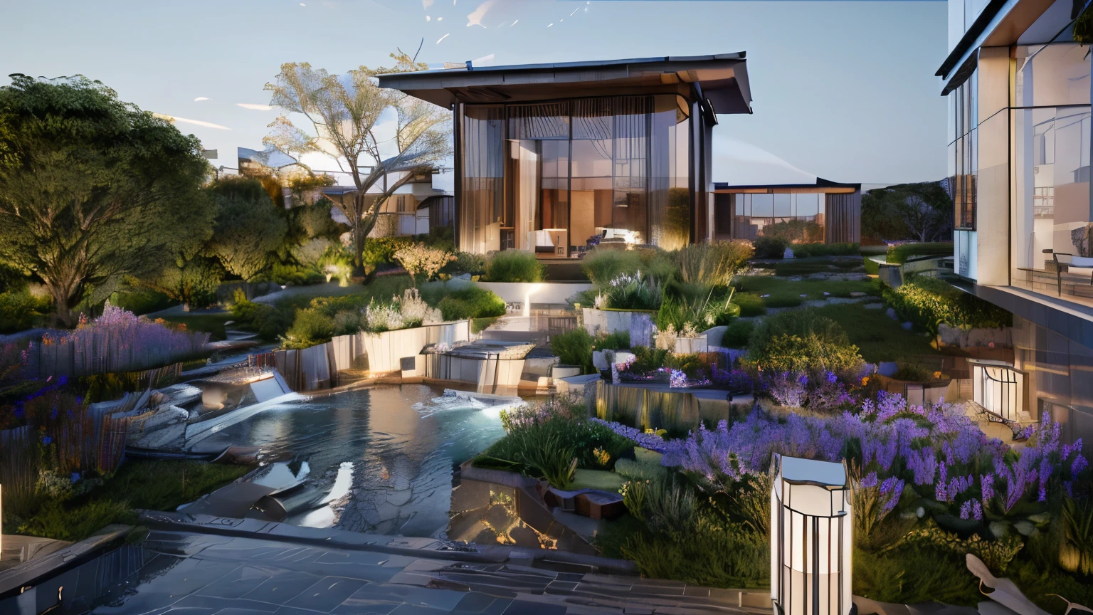 masterpiece, best quality, (Extremely detailed CG Unity 8K wallpaper), (best quality), (Best Illustration), (The best shadow), patio，日本patio，中国patio，美丽的patio，3D Modeling and Rendering，high-precision rendering，现代patio，现代风格的patio，garden