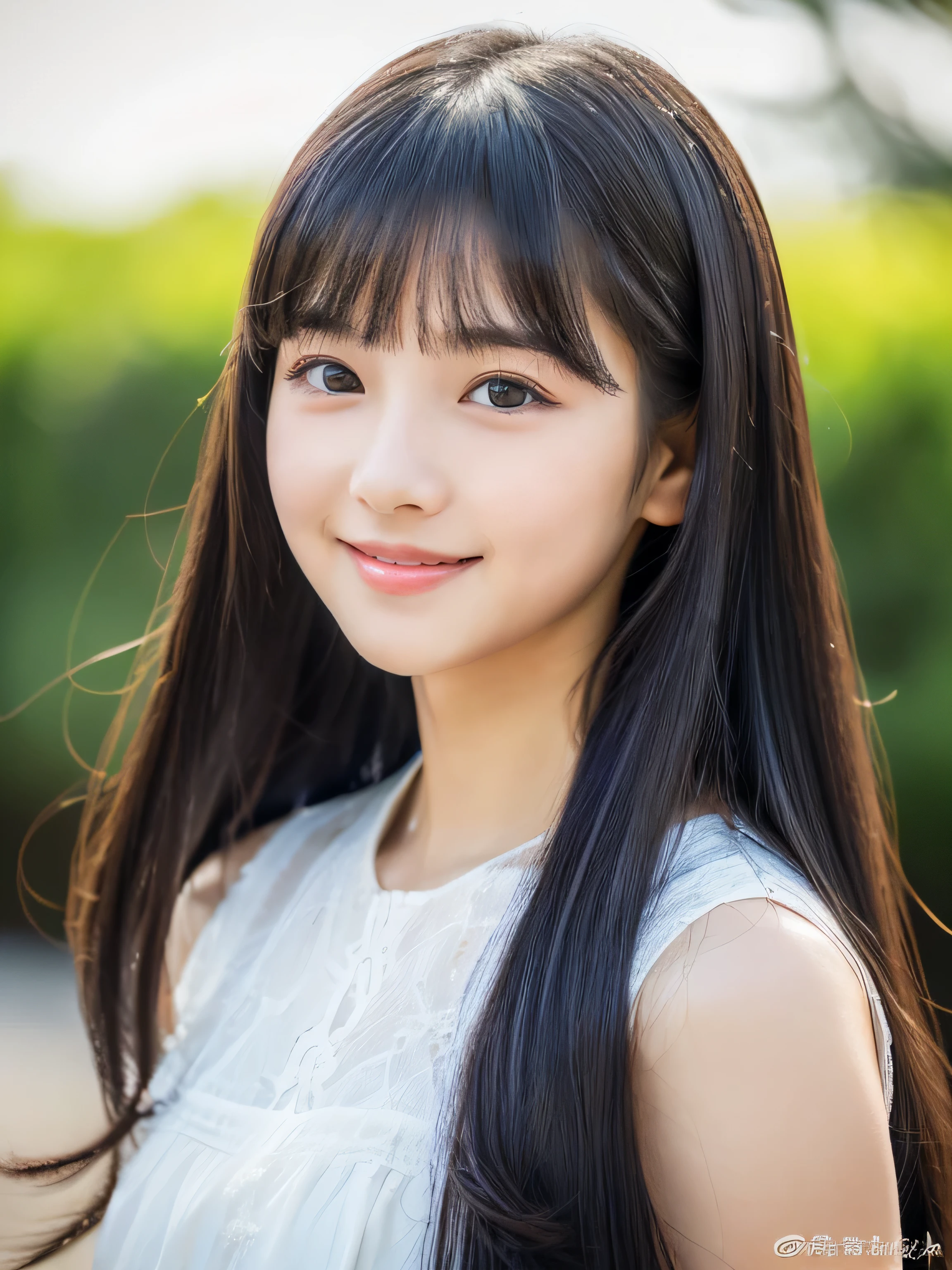 (Her bangs are very trimmed full bangs and hime cut) (Photo of upper body from waist up) (JapaneseSoloPhotoshoot'The cutest, baby-faced 12-year-old middle school student)) ((Her deep black hair is incredibly straight and very long.. Very long hair Very high quality, Shiny deep black Absolutely Very long hair Very long hair、Absolutely Very long hair with Beautiful Deep Black Absolutely Very long hair with deep black hair and high quality Very long hair like silk Jet black hair and extremely long hair Very long hair with Deep Black Hair of High Quality Thinning hair And that is'rich Very long hair with very detailed and high quality deep black hair)) ((highest quality)), ((masterpiece)), (familiar) (Get used to it) The perfect baby face (Her skin is a typical Japanese skin color......、Very detailed) (She is wearing a white dress with lots of lace..) (She has a cute baby face and a typical Japanese figure...., Narrow eyes.) (She has a perfect cute baby face Lipstick is only gloss) ((rich 1.4)) (Extremely detailed 8K) (Stable Diffusion Model) (Ultra-fine skin texture 1.4) (Actual, Vibrant:1.4), double eyelid Sharp focus:1.2、Beautiful woman:1.4 Dynamic Lighting (Genuine RAW photos taken by professional photographers) (Her long bangs、Well Organized) (Turn your whole body to the viewer) Professionally lit from the front (Her smile is cute) (Pure white wall background:1.3. White Bed:1.There are three)