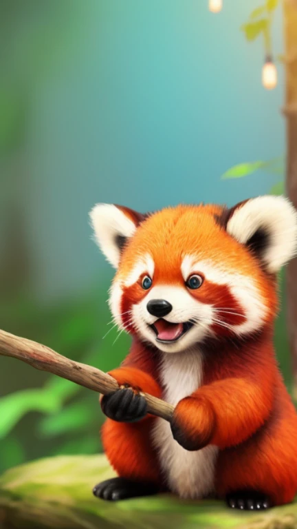 赤ちゃんRed Pandaは突然何かに驚いたようだった...、Stand up on your hind legs。With round eyes wide open、My ears stand straight up。, Adorable digital painting, Cute and intricate digital art, Red Panda, Cute and detailed artwork, Cute digital art, かわいいRed Panda, ファンタジーRed Pandaラブ, by ヤン・J, Lost to the Jazz in a draw, Cute 3D rendering, by Ryan Yee, Urop and Rostan, Cute artwork,Hollow Eyes,Sleepy eyes,Red Pandaが急に何かに驚いたような表情をして、Standing up on hind legs。The round eyes are wide open、My ears are standing straight up。