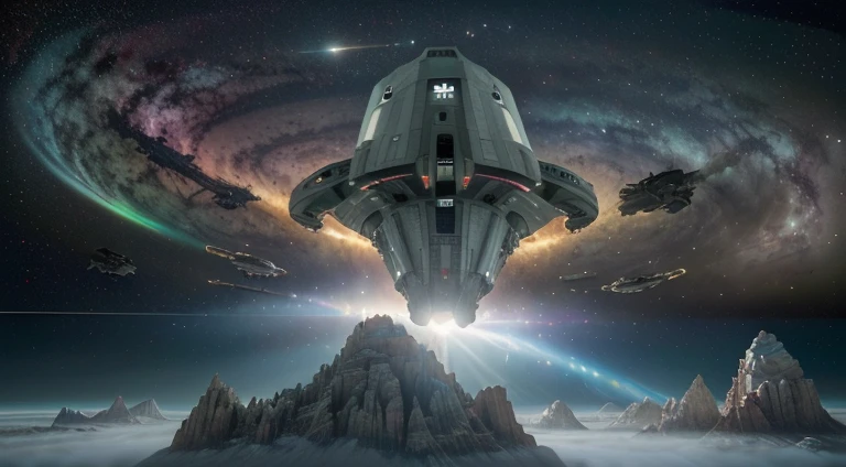 (8k, RAW photo, best quality, mastery:1.3),(realistic,photo-realistic:1.37),( Many alien spaceship approaching the atmosphere of earth ), the situation is space fighting, Colorfully Background of space elements, realistic, realising gun powder , full Combat seen, UFO destroying and other main spaceship produce a lot of gun powder, the seen is looking like adventure of universe,Other spaceships firing the main colonial pride ship with looking nearly the eyes of viewer, UHD ultra , Color full environment, ultra hd