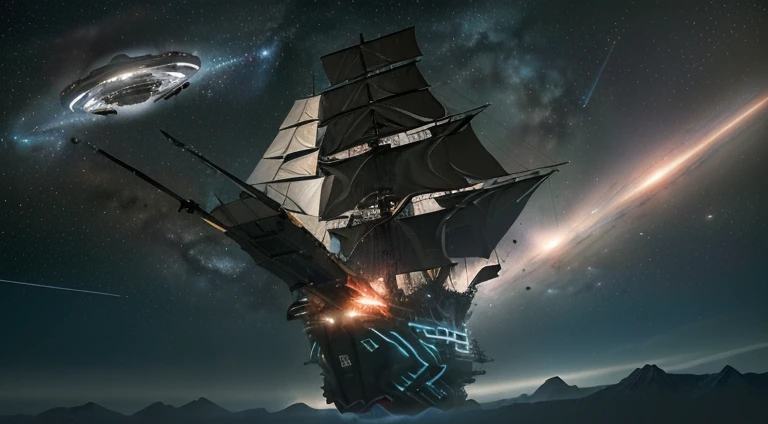 (8k, RAW photo, best quality, mastery:1.3),(realistic,photo-realistic:1.37),( Many alien spaceship approaching the atmosphere of earth ), the situation is space fighting, Colorfully Background of space elements, realistic, realising gun powder , full Combat seen, UFO destroying and other main spaceship produce a lot of gun powder, the seen is looking like adventure of universe,Other spaceships firing the main colonial pride ship with looking nearly the eyes of viewer, UHD ultra , Color full environment, ultra hd