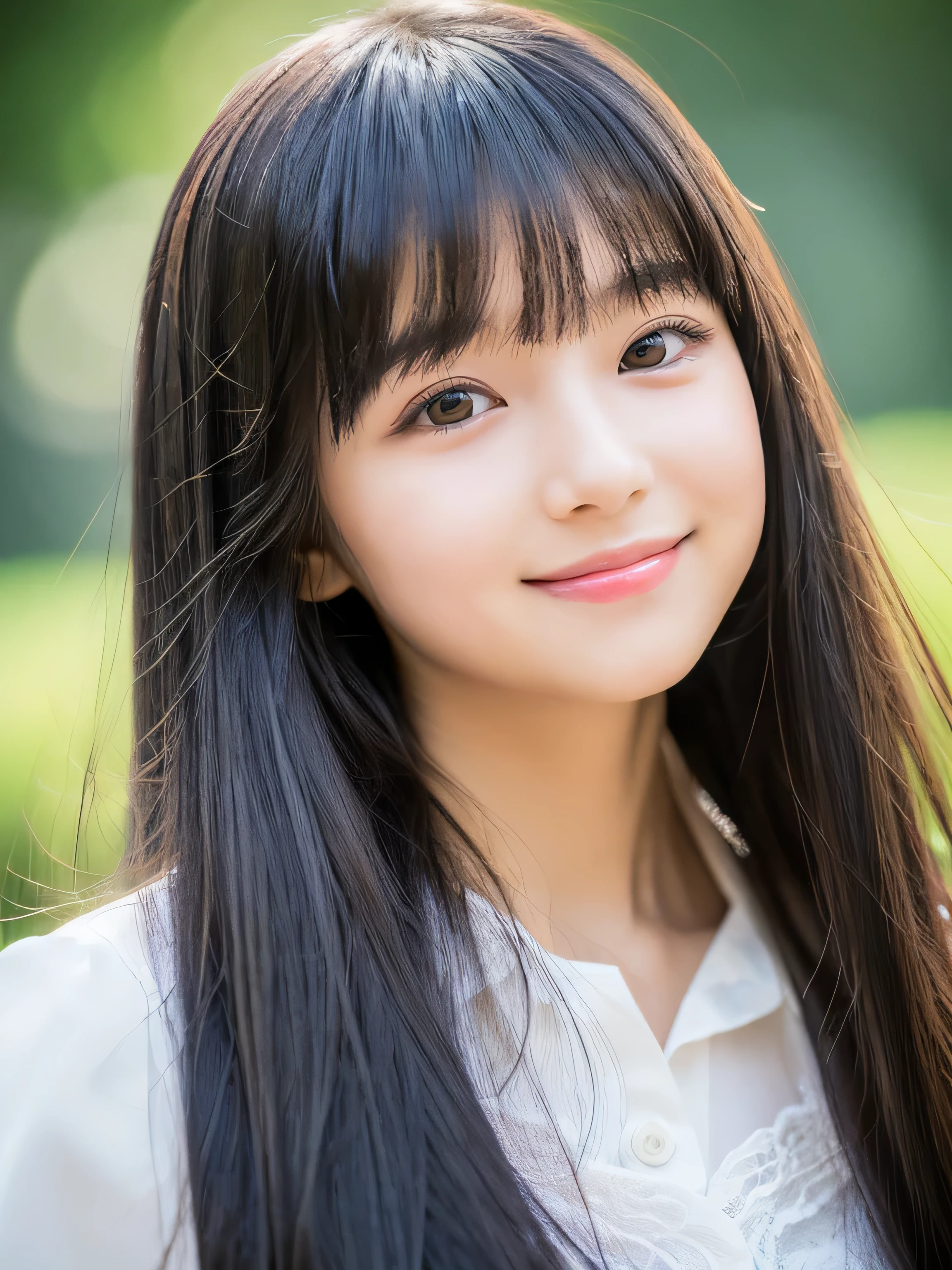 (Her bangs are very trimmed full bangs and hime cut) (Photo of upper body from waist up) (JapaneseSoloPhotoshoot'The cutest, -facer-old midschooack hair is incredibly straight and very long.. Very long hair Very high quality, Shiny deep black Absolutely Very long hair Very long hair、Absolutely Very long hair with Beautiful Deep Black Absolutely Very long hair with deep black hair and high quality Very long hair like silk Jet black hair and extremely long hair Very long hair with Deep Black Hair of High Quality Thinning hair And that is'rich Very long hair with very detailed and high quality deep black hair)) ((highest quality)), ((masterpiece)), (familiar) (Get used to it) The perfect baby face (Her skin is a typical Japaneseor......、Very detailed) (She is wearing a white dress with lots of lace..) (She has a cute baby face and a typical Japanese figure...., Narro (She has a perfect cute baby face Lipstick is only gloss) ((rich 1.4)) (Extremely dK) (Stable Diffusion Model) (Ultra-fine skin texture 1.4) (Actual, Vibrant:1.4), double eyelid Sharp focus:1.2、Beautiful woman:1.4 Dynamic Lighting (Genuine RAW photos taken by professional photographers) (Her long bangs、Well Organized) (Turn your whole body to the viewer) Professionally lit from the front (Her smile is cute) (Pure white wall background:1.3. White Bed:1.There are three)