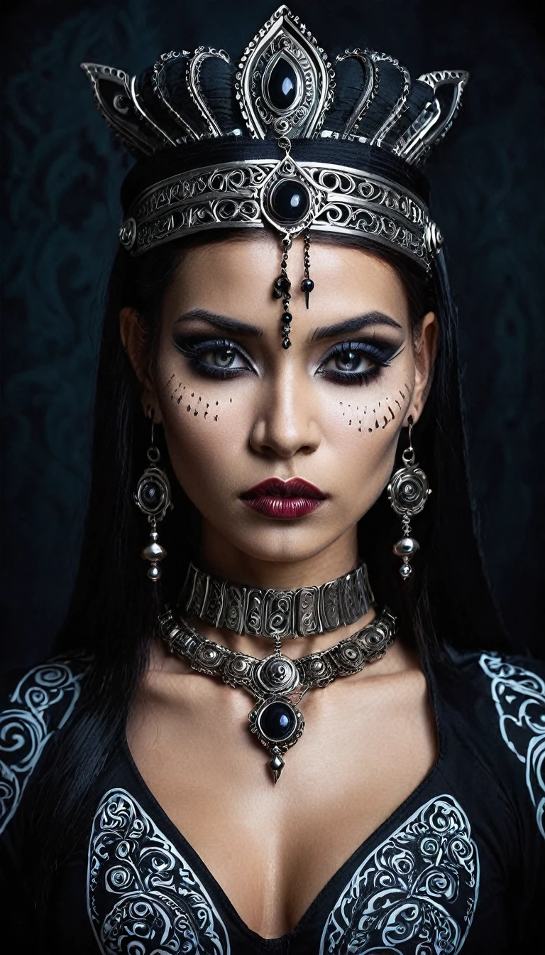 gothic style beautiful tribal women portait . dark, mysterious, haunting, dramatic, ornate, detailed