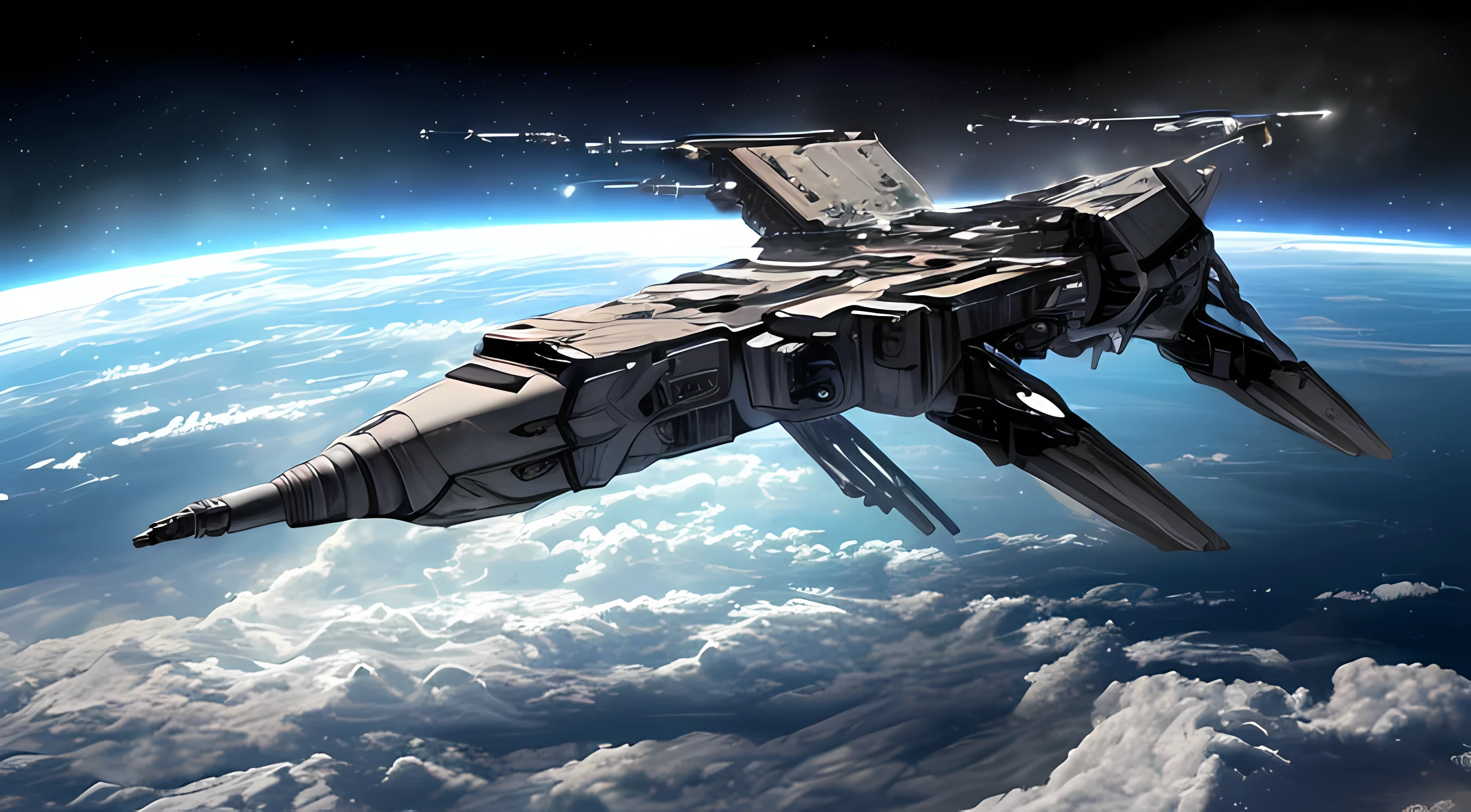 (8k, RAW photo, best quality, mastery:1.3),(realistic,photo-realistic:1.37),( Many alien spaceship approaching the atmosphere of earth ), the situation is space fighting, Colorfully Background of space elements, realistic, realising gun powder , full Combat seen, UFO destroying and other main spaceship produce a lot of gun powder, the seen is looking like adventure of universe,Other spaceships firing the main colonial pride ship with looking nearly the eyes of viewer, UHD ultra