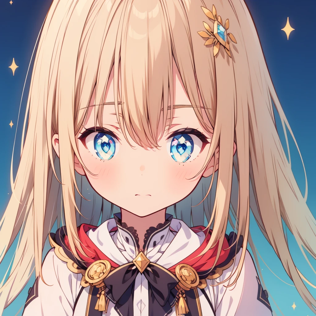 Close-up shot、vtuber-halfbody、Bangs above the eyebrowasterpiece、Best Quality、Best illustrations、Super detailed、Upper Body、solo、1 girl、looking at the camera、Simple Background、Super detailedな眼、Sparkling eyeilky white and blue gradient long hair、、kind face、Virtual YouTuber、