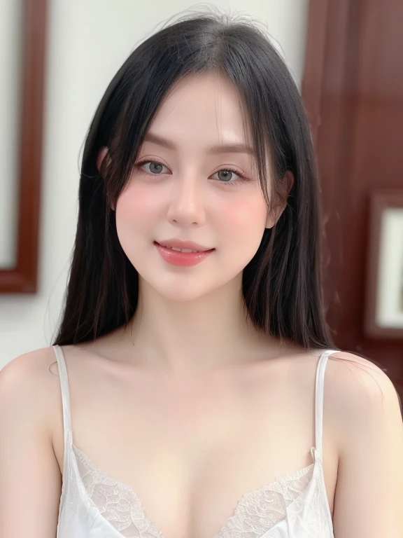 (realistic、masterpiece、Best Quality、8K、highres、white background, high resolution:1.3)、1 chubby girl:1.3)、looking at viewers, black lace bikini、pale white skin、very blond hair ,very pale skin, extremely pale blonde hair, ivory pale skin, very white skin, pale skin, very pale white skin, very pale white skin,white skin and pale porcelain, white and pale skin, fair and pale skin!!,  long blonde hair, looking at viewers、super fine face and eyes、long blonde hair、indoor、 upper body、