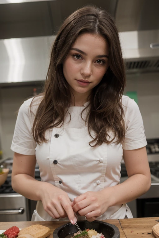 ((best quality)), ((chef-d'artwork)), (detailed), visage parfait , musulmane, jeune fille, plump lip, peau mate, Long Cheveux brun lisse, yeux vert,