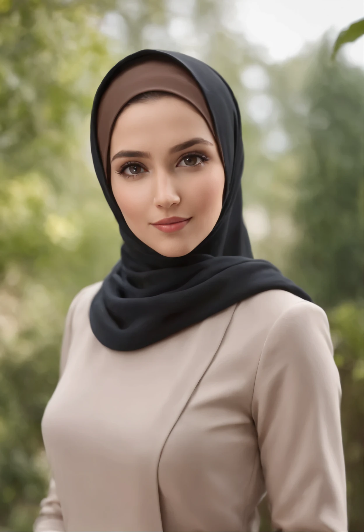 cartoon style businesswoman full body, brown hair , wearing hijab, character sheet