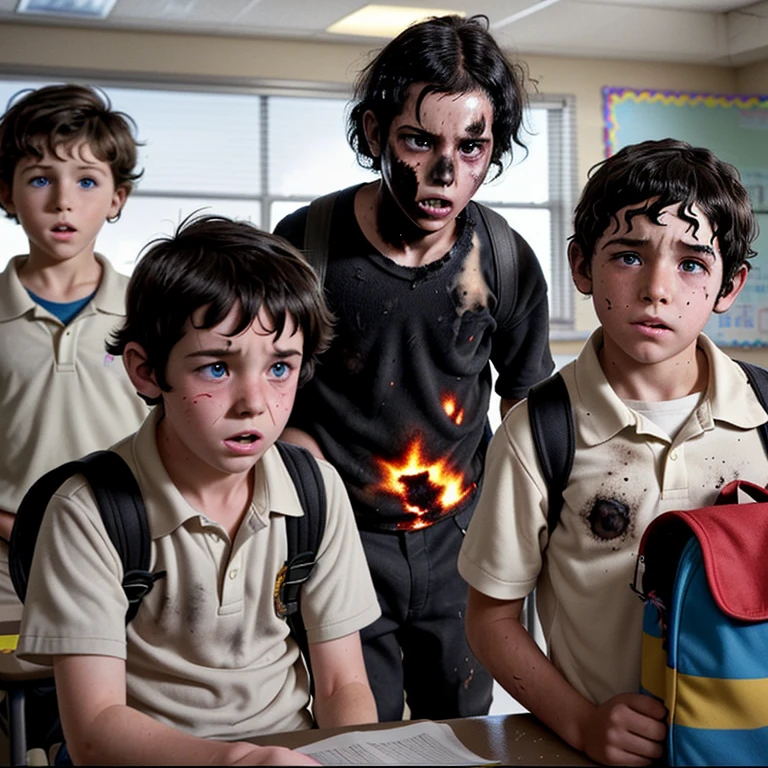 A comedy film about  boys who are caught in an explosion in their classroom and end up covered in soot and with burnt hair.