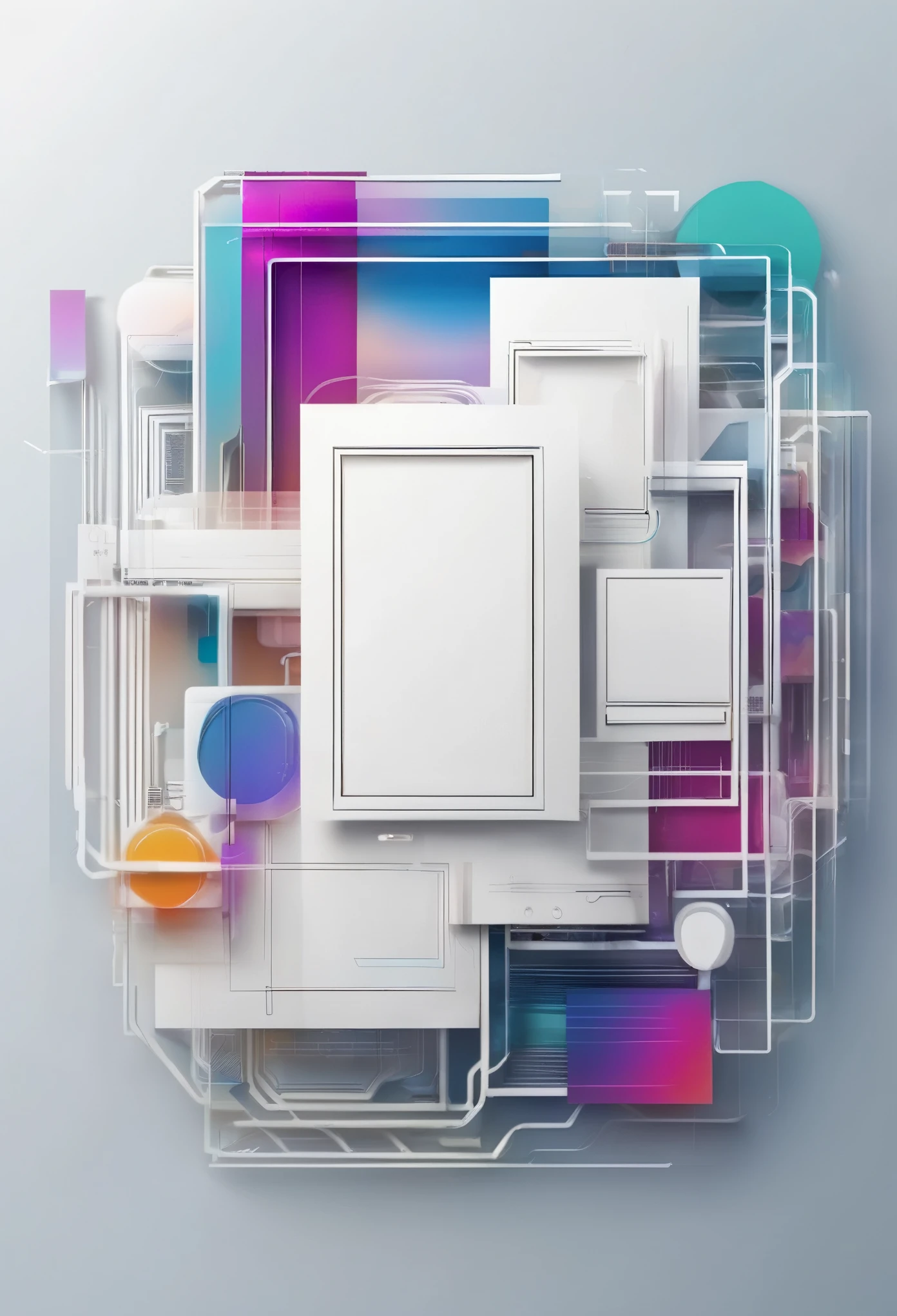 ui ux design of complex technology art backgroun with an empty rectangle in the middle , ui ux website design ,