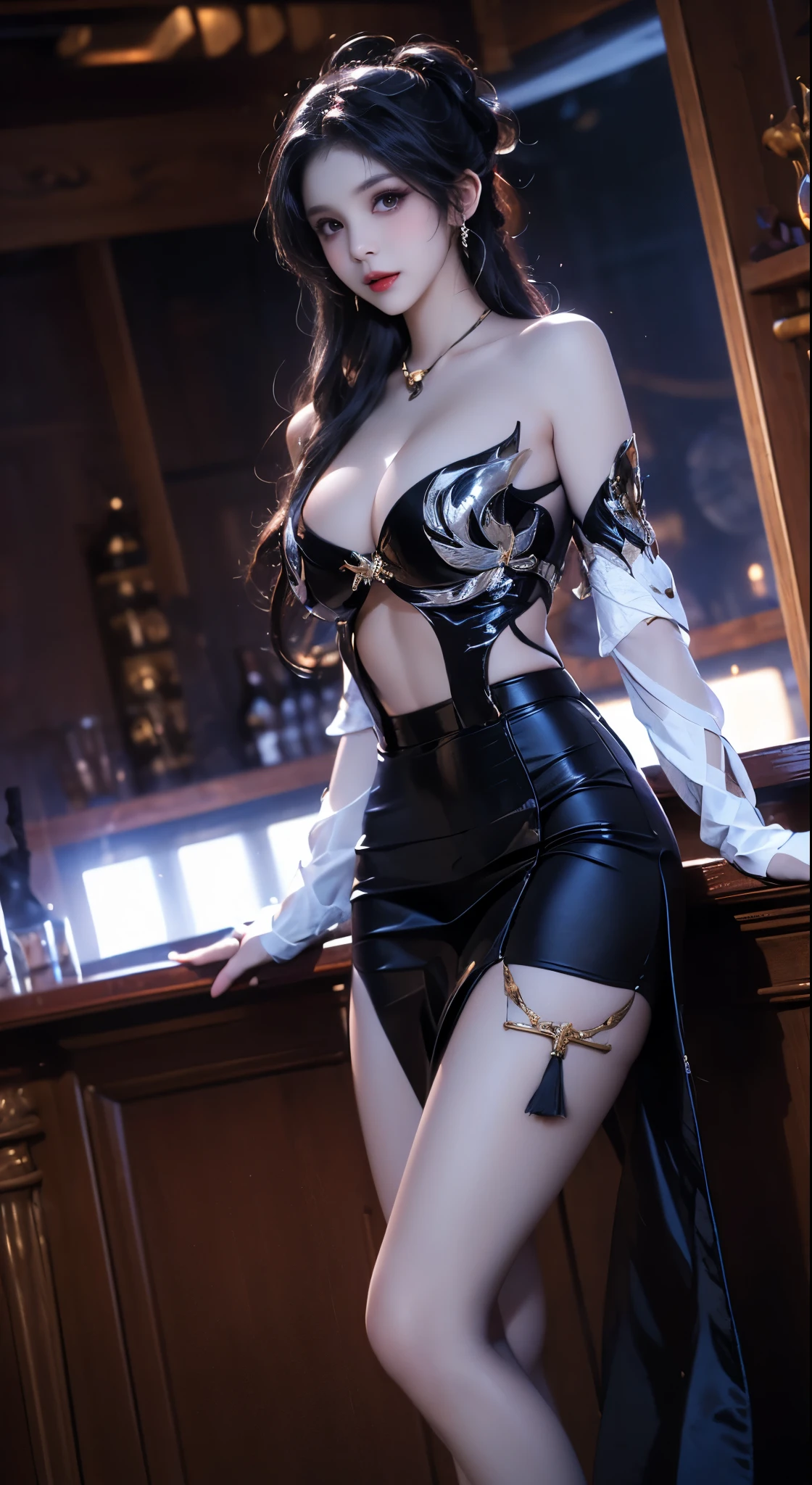 ((Bare shoulders)), ((Full breasts)), ((The skirt is short)), ((Sexy legs)), ((whole body)), Practical, Fashion girl, Red lips, Mature women, Exquisite makeup, big eyes, beautiful, (best quality, masterpiece:1.2), Ultra Detailed, (Practical:1.37), ((Random scenes, Random shooting angles)), ((Sexy long legs)), Young and energetic, Charming model, (Delicateeyes, Delicate lips), Show a bright smile, Create stunning girl images, warm color, Very high color saturation, Official Art, Extremely detailed CG, Unity 8K Wallpaper, (High Dynamic Range :1.4), (Movie atmosphere),(Soft colors), (Natural skin texture, ultra-Practical, Soft Light, sharp),(Very detailed), night, moonlight