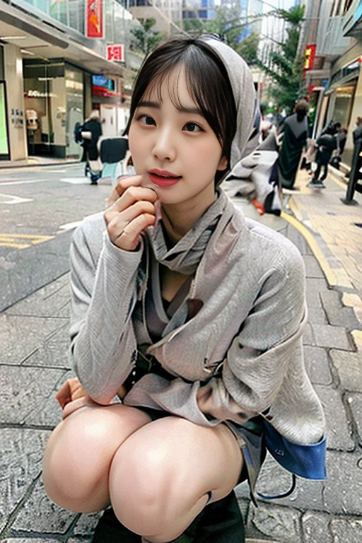 (remote_play), (remote_vibrating), ulzzang-6500-v1.1, pureerosface_v1, best quality, masterpiece, illustration, (realistic, photo-realistic:1.37), amazing, finely detail, incredibly absurdres, huge filesize, ultra-detailed, highres, extremely detailed CG unity 8k wallpaper, ray tracing, nsfw, 1woman, Indonesian natural woman, (wearing grey long pashmina hijab in her:1.3), (Slender body),(wearing cream blazzer unbuttoned loose opened, no bra,showing breast and nipples,wearing underwear lingerie),(blushing:1.4),(super cleavage), closed eyes, We witness an individual overwhelmed by the intense stimulation caused by a powerful vibrating device. The jolts of pleasure or surprise prompt them to instinctively crouch down, their knees bending as their body responds to the electrifying vibrations. With closed eyes and an open mouth, their expression conveys a mixture of pleasure, surprise, and a hint of vulnerability. The energy in the scene is palpable, as the viewer is invited to share in the subject's thrilling experience.,Glasses,At messy back alley where there are no people,, 
