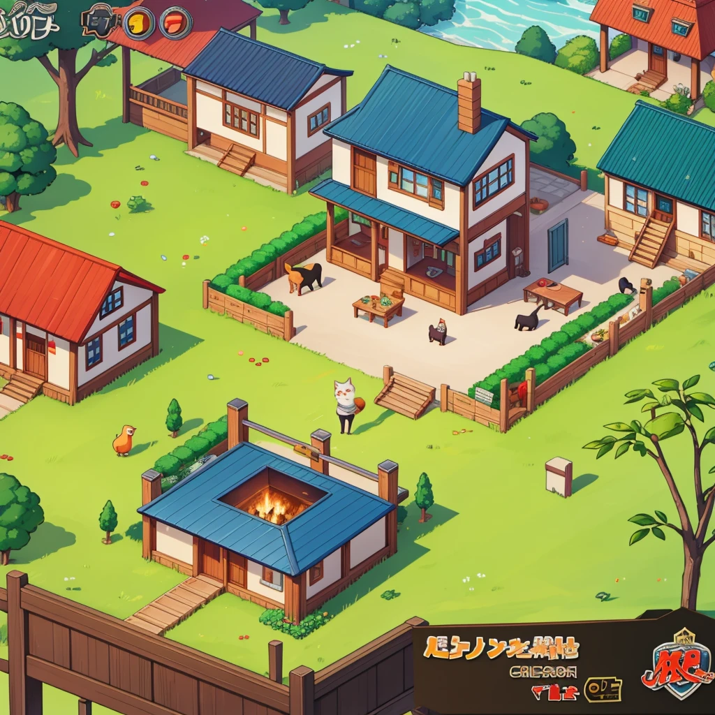 chibi, cats, standing, Cat Restaurant, Simulation games, Game screen, meow, Birds-eye view, miniscape, cute