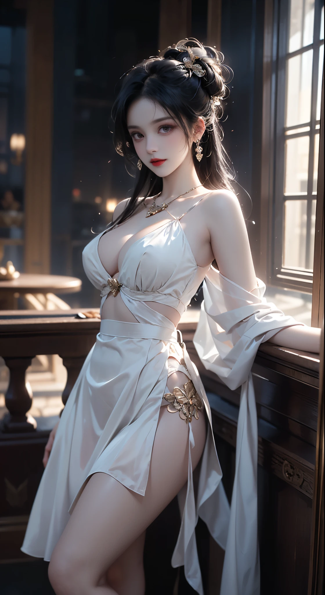 iridescence, ((Bare shoulders)), ((Full breasts)), ((The skirt is short)), ((Sexy legs)), ((whole body)), Practical, Fashion girl, Red lips, Mature women, Exquisite makeup, big eyes, beautiful, (best quality, masterpiece:1.2), Ultra Detailed, (Practical:1.37), ((Random scenes, Random shooting angles)), ((Sexy long legs)), Young and energetic, Charming model, (Delicateeyes, Delicate lips), Show a bright smile, Create stunning girl images, warm color, Very high color saturation, Official Art, Extremely detailed CG, Unity 8K Wallpaper, (High Dynamic Range :1.4), (Movie atmosphere),(Soft colors), (Natural skin texture, ultra-Practical, Soft Light, sharp),(Very detailed), night, moonlight