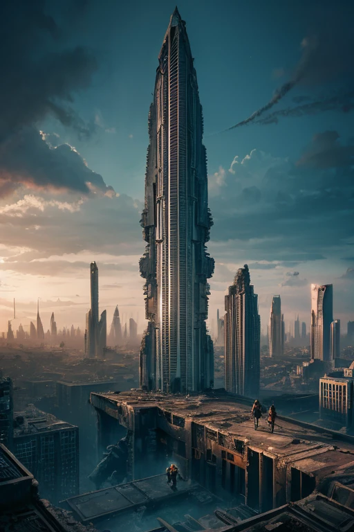 highest quality、A ruined futuristic city、dim、Surrealism