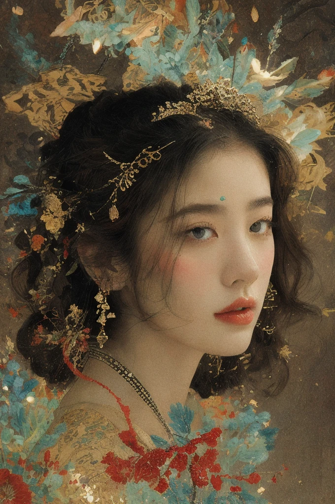 (NSFW:1)In an enchanting setting, an oil painting (1.5) captures a dynamic scene, where a confident girl (1girl) leans against a dreamy background infused with elements of Chinese aesthetics. The backdrop, adorned with mesmerizing Ambilight colors, exudes a touch of China's charm. The dynamic brushwork (1.5) brings her form to life, while the double-exposure background weaves an ethereal atmosphere. Vivid splashes and lively brushstrokes add an artistic flair.
Limited colors burst forth on an ultra-detailed 8k unity wallpaper, seamlessly incorporating elements of Chinese culture, complemented by zentangle and mandala motifs that blend harmoniously with fractal art (1.3). The dynamic angle presents an elegant dance of chaos against a dreamlike atmospheric brutalist design background.
A symphony of renowned artists like James Jean, Roby Dwi Antono, and Ross Tran contributes to an ecstatic musical notes ambiance. Floating colorful sparkles (1) illuminate her glowing skin against the cosmic backdrop, creating a tranquil mosaic reminiscent of blue and green jellyfish (1.4) amidst the photorealistic (1.4) depths.