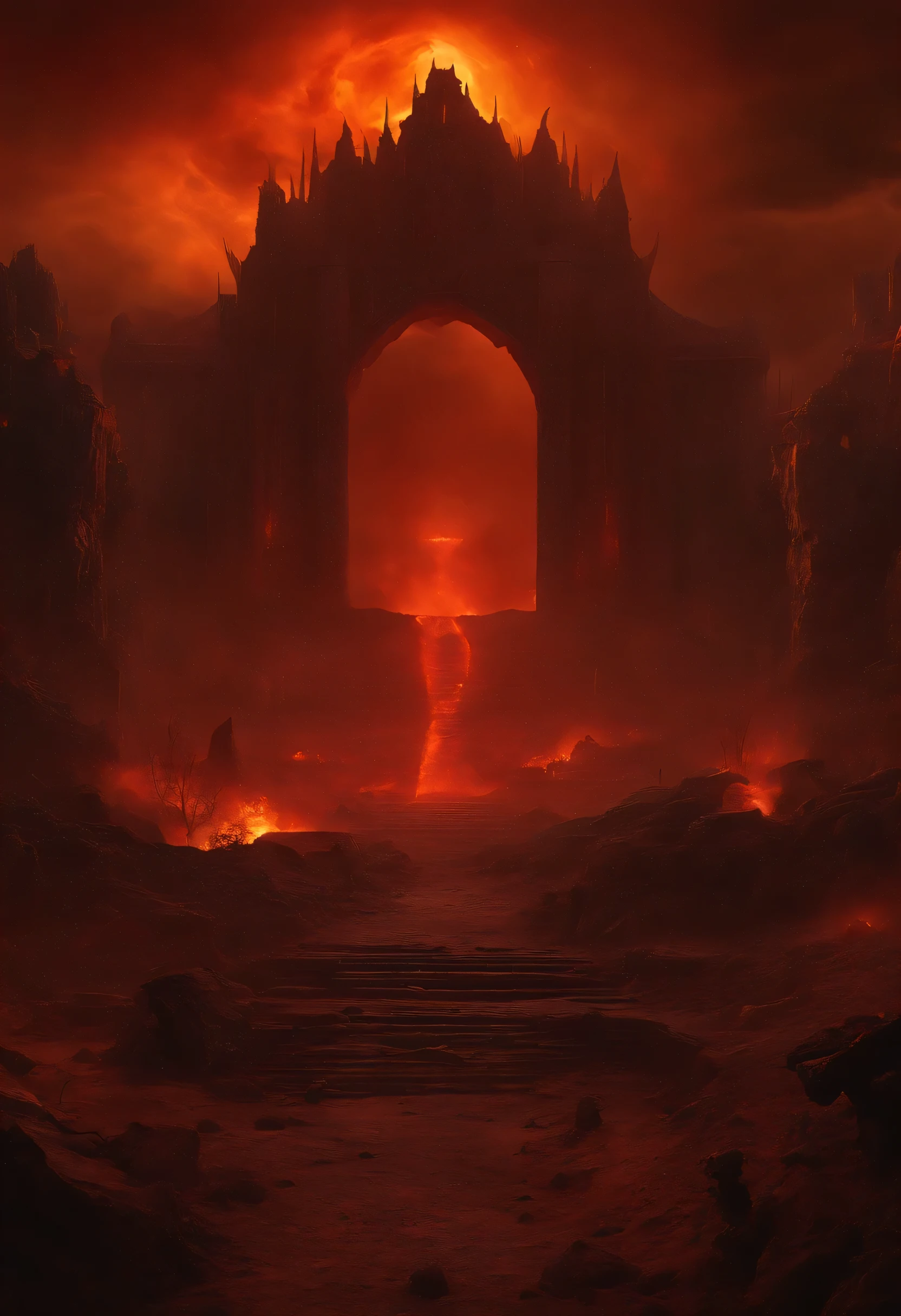 , Hellscape, The bottom of hell, Apocalyptic landscape of hell!!!!!, mustafar, Hell ruins, ! apocalyptic landscape!!,The Art of the Dark Sun, portal to hell, portal to hell, World of Warcraft art, jungle encroachment