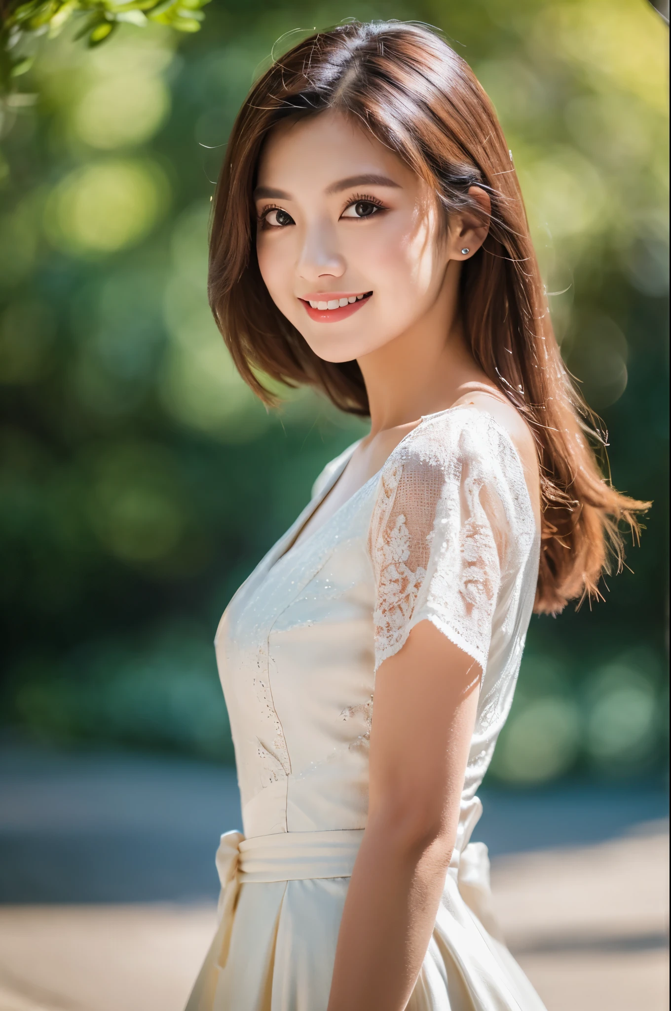 high quality,8K,4k,high resolution,woman,1 personality,(若いwoman),(smile),looking at the camera,(glamor),Japanese,Bobcut,(tall1.3),((最high quality, 8k, masterpiece: 1.3)),double eyelid, 最high quality,8k, High Resolution, Highly detailed face,(Lens flare, Luminous Particles: 0.6),(Looking at the camera),luxury,((最high quality, 8k, masterpiece: 1.3)),whole body,(dress)