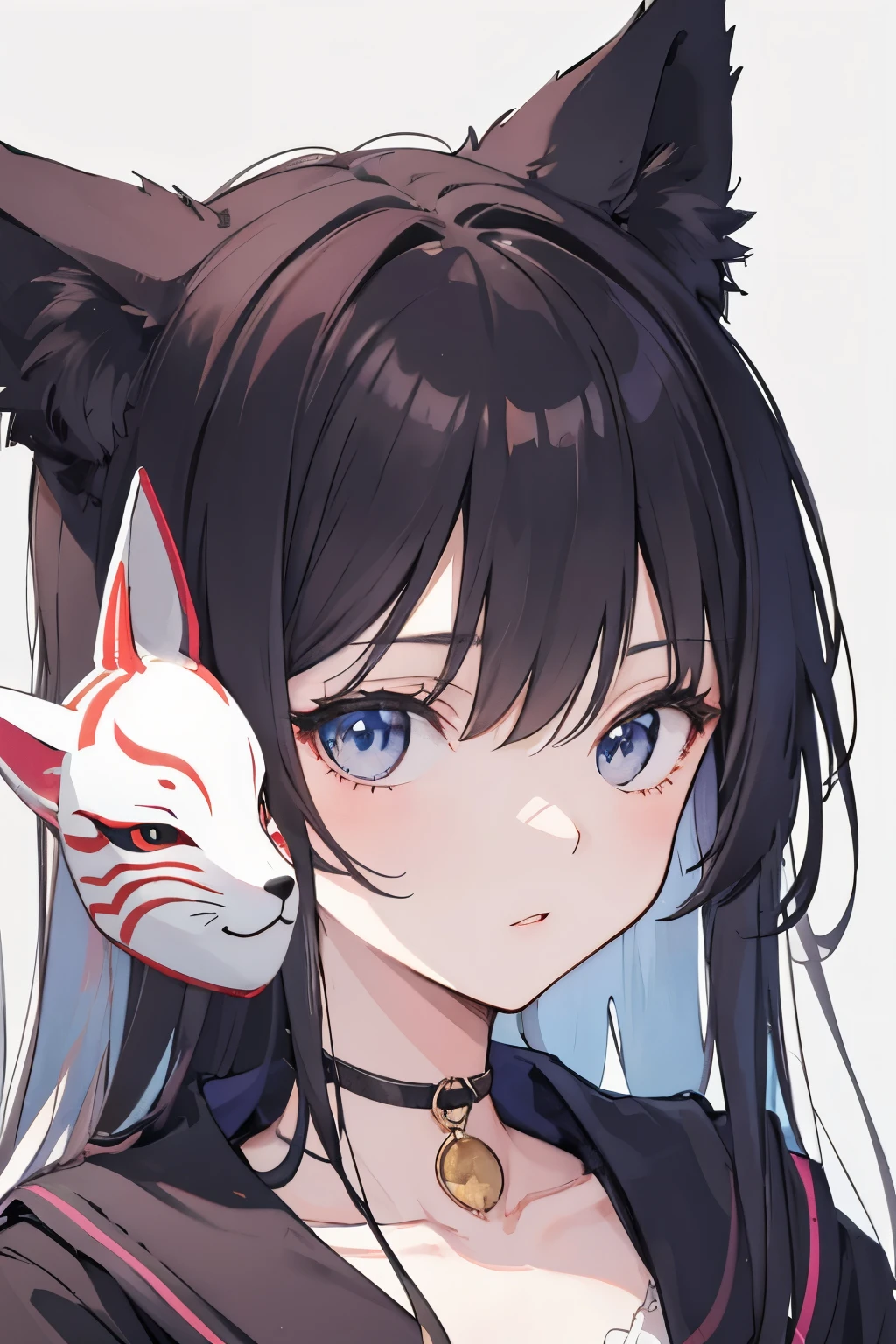 Illustration of a girl wearing a fox mask
