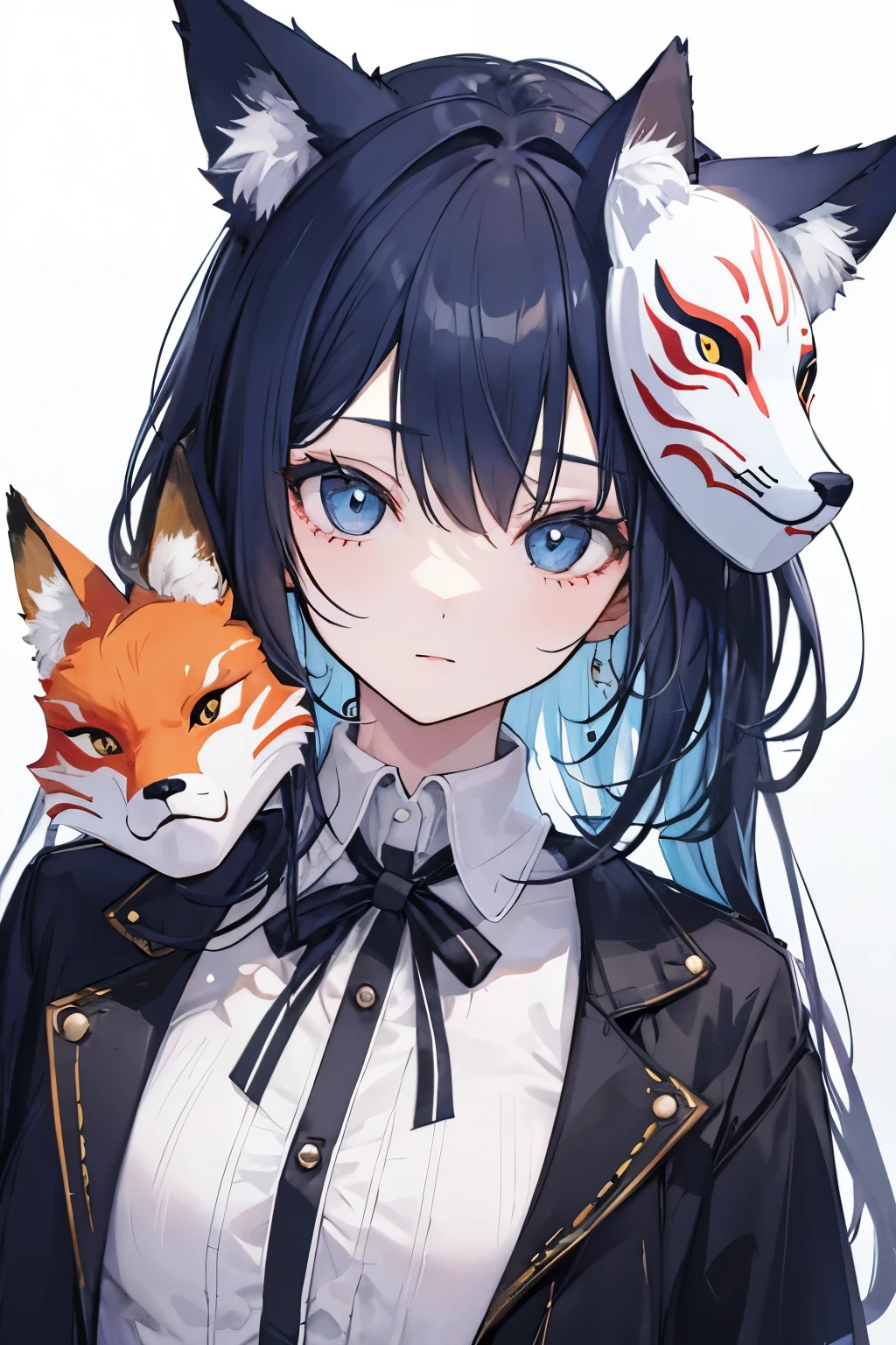 Illustration of a girl wearing a fox mask