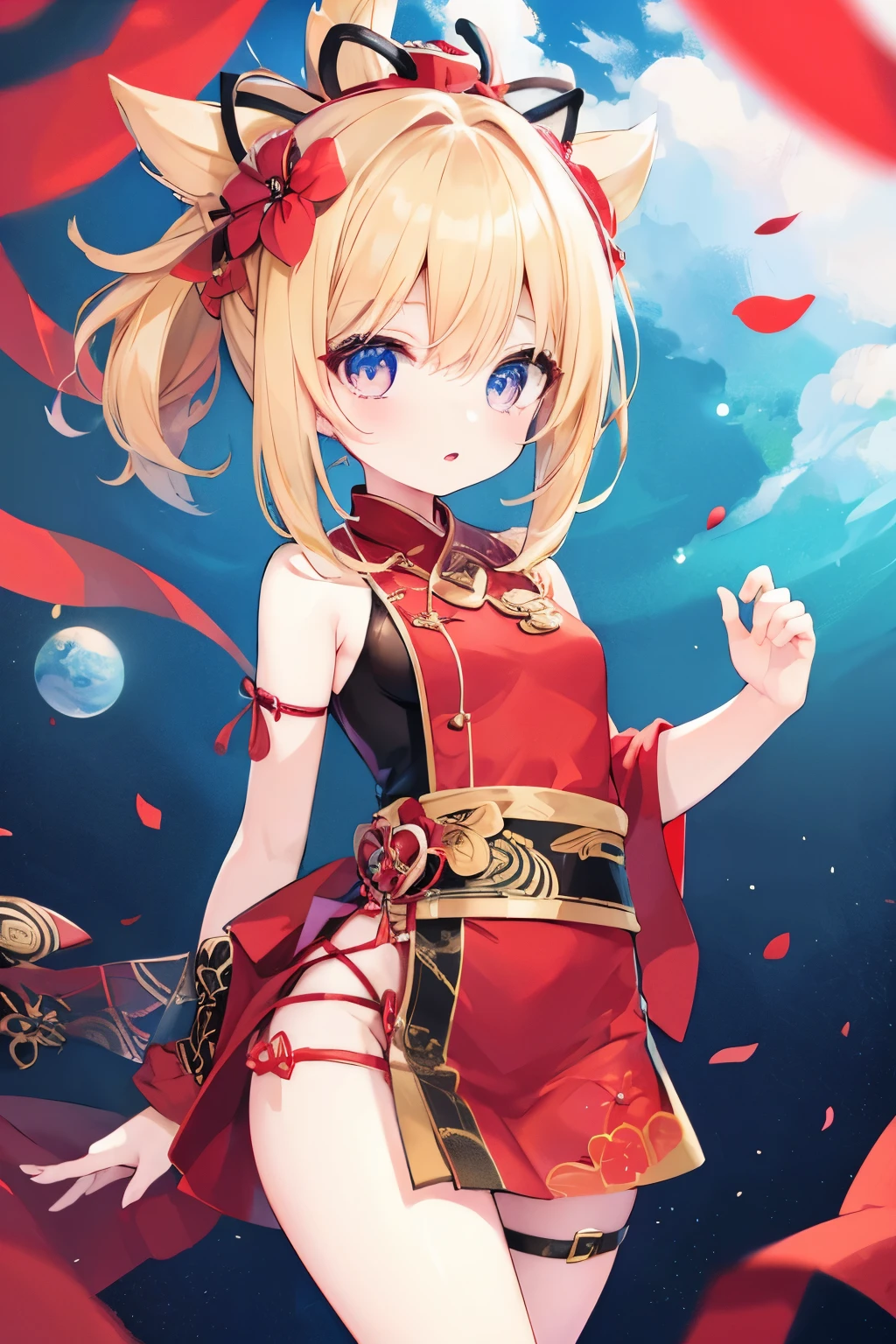 Very beautiful and Shining Eyes、Shining Eyes、((1 girl))、Small breasts、Big Mouth、Childish clothes、7--old l,highest quality, masterpiece, High resolution, alone, {yoimiya_Genshin Impact:1.15},you, blonde_hair, 前hair, hair_ornament, ponytail, 1 female、、masterpiece、highest quality、Accurate、Oiran、Provocative pose、tongue、Big eyes、Spread your legs、The whole body is visible、masterpiece, highest quality, High resolution, Get used to it, Teenage Girl，ボサボサのhair，sexy，Have a tattoo，Attractions，Heartwarming，Heart rate，Cropped shoulders，