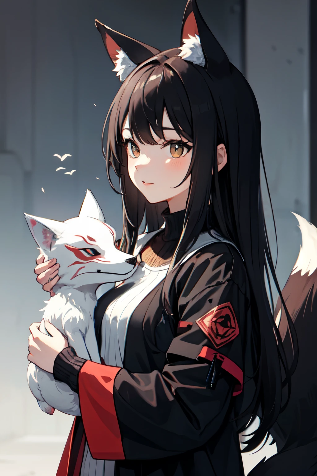 Illustration of a girl wearing a fox mask