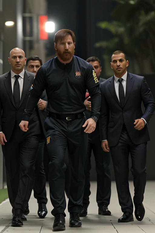 Bodyguards man Lionel Messi