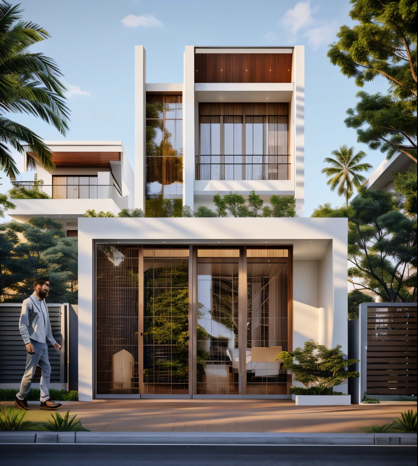 rendering of a modern residential villa, professional render, exterior grande angular 2023, highly detailed render, high-quality render, realism rendering, architectural render, high-quality render, Detailed rendering, hyperrealistic rendering, hyper - realistic render, very realistic 3 d render, high render, realism rendering, very realistic render