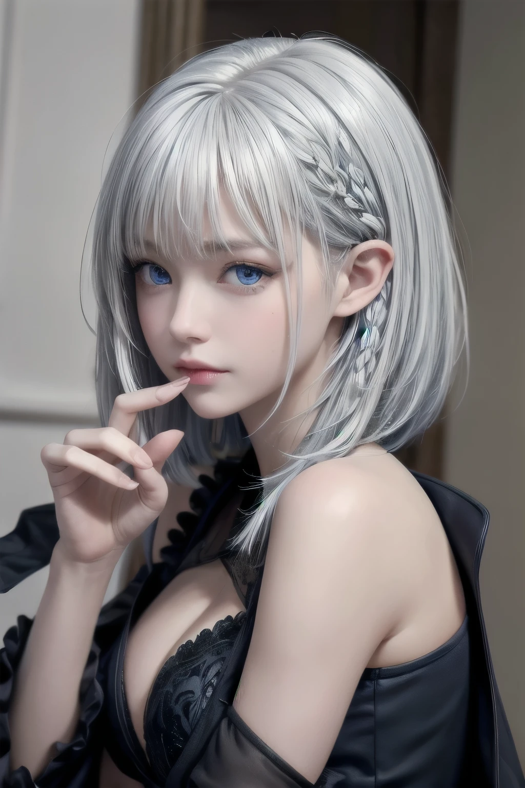 masterpiece, highest quality, beta, Silver Hair,blue eyes