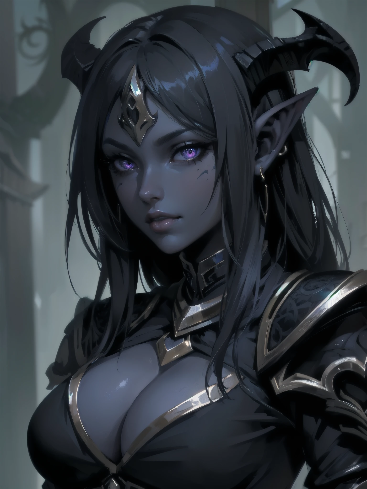woman, blood knight, spiked armor, black shoulder pads , Black Armor, Two-handed sword in hand , perfect face, (bright lighting:1.2),beautiful detailed eyes, very detailed face, perfect lighting,masterpiece, Best quality,,(8 thousand., Best quality: 1.2), (masterpiece: 1.37), (Photo, Photorealestic:1.37), (Ultra high resolution,insanely detailedRealistic eyes, beautiful detailed eyes, (realistic skin,full length